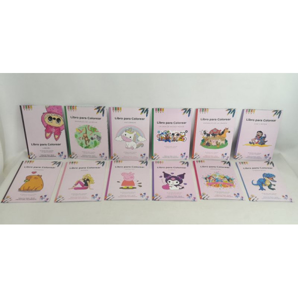 LIBROS PARA PINTAR X12   17X24CM  18 DIBUJOS