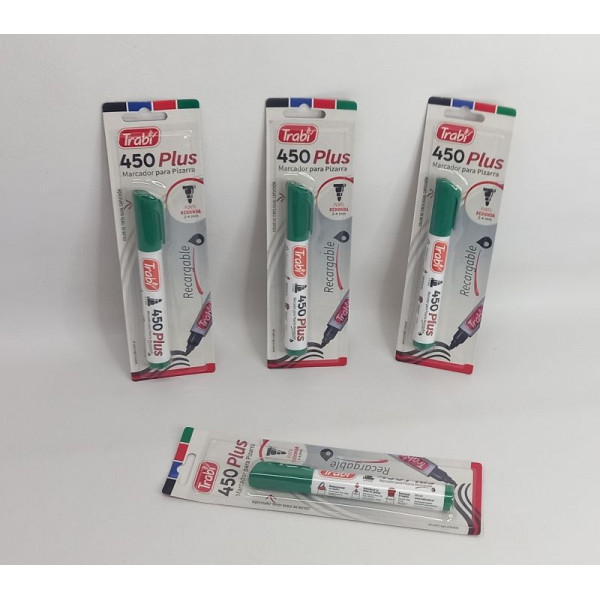 MARCADOR P/PIZARRA VERDE RECARGABLE BLISTER 450 PLUS TRABI