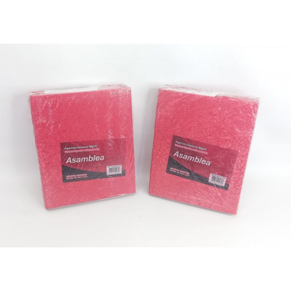 CUADERNO 19X23cm T/D ROJO 50hjs RAYADO 90grs ASAMBLEA