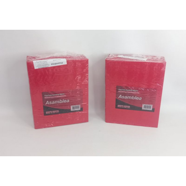 CUADERNO 19X23cm T/D ROJO 100hjs RAYADO 90grs ASAMBLEA