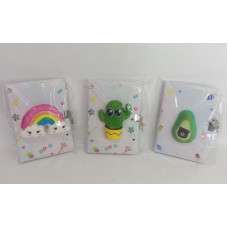 CUADERNO DISEÑOS VARIOS TAPA SQUISHY + CANDADO 15X20cm BL9297