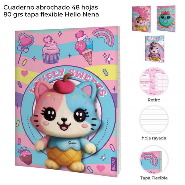 CUADERNO TAPA FLEXIBLE 48hjs 80grs NENA SKORA 42039