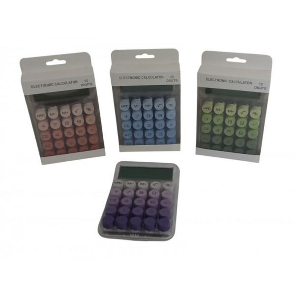 CALCULADORA 12 DIGITOS TRANSPARENTE/COLOR 11X16cm  NS410312