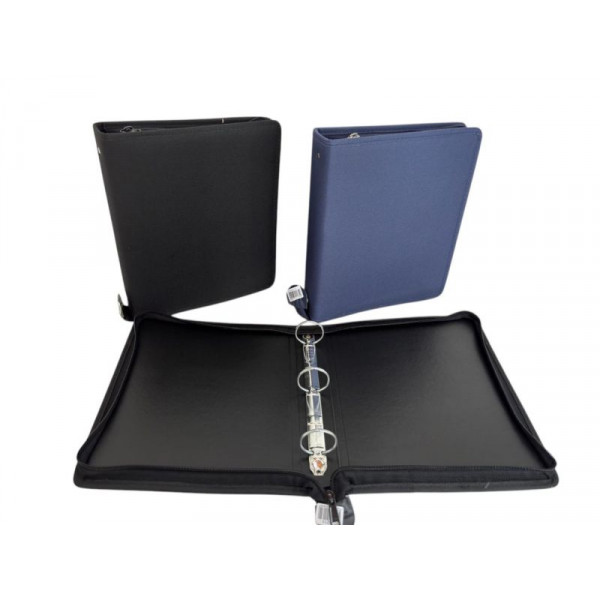 CARPETA ESCOLAR 3X40 CORDURA NEGRO/AZUL C/CIERRE  0213